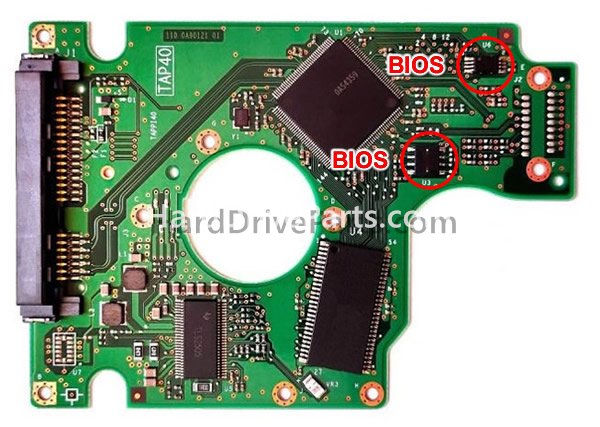 Cambiar el chip de la BIOS en Hitachi placa lógica de PCB de disco duro 0A71284
