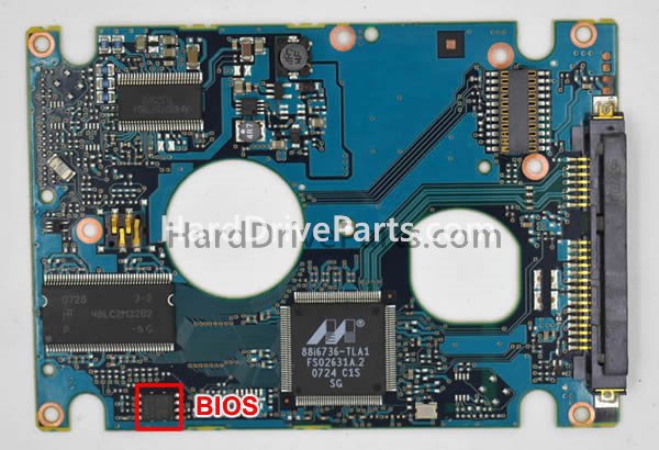 Cambiar el chip de la BIOS en CA26342-B81404BA placa lógica de PCB de disco duro Fujitsu